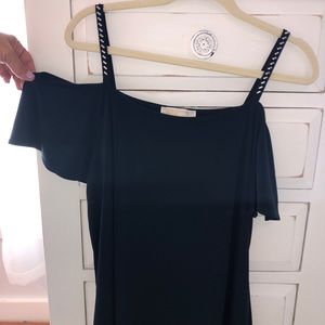 Michael Kors Cold shoulder cut out Navy Blouse
